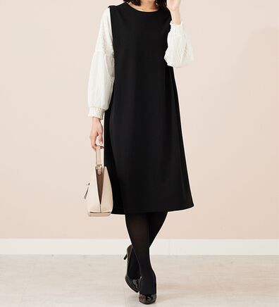 BELLUNA（ベルーナ）の「袖レース切替デザインきれい見えワンピース（その他ワンピース）」