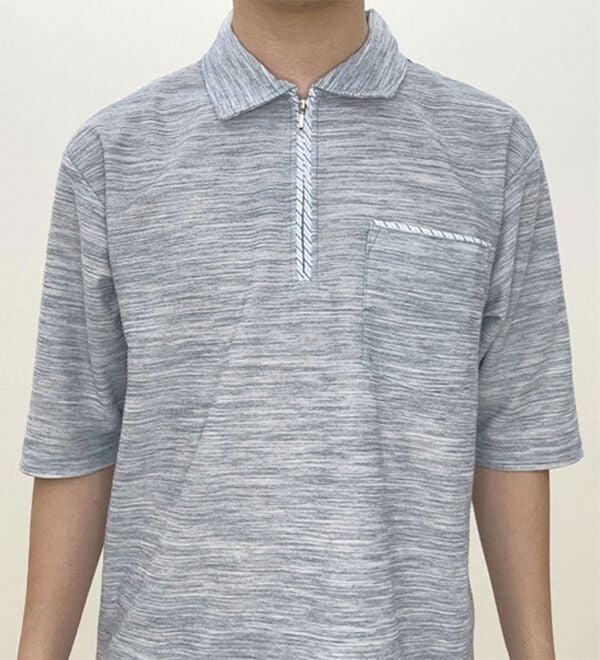 「柔らか素材の涼やかリラックスジップポロ（メンズポロシャツ）」｜詳細画像