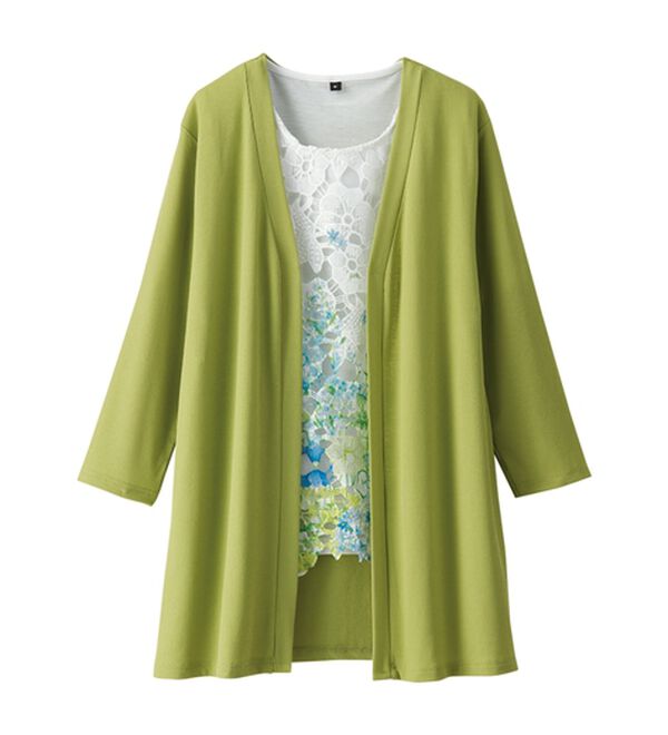 BELLUNA（ベルーナ）の「彩り花柄レースカーディガンアンサンブル（アンサンブル）」｜グリーン