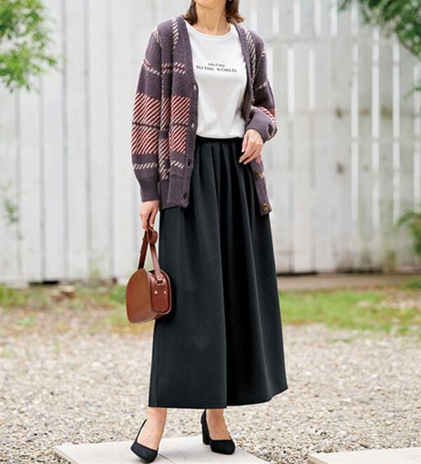 BELLUNA（ベルーナ）の「タックデザインスカーチョ（フルレングスパンツ）」｜詳細画像