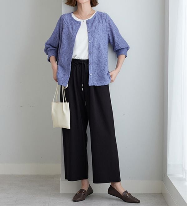 BELLUNA（ベルーナ）の「波柄シアージャカード素材カーディガン（ニットカーディガン）」｜詳細画像