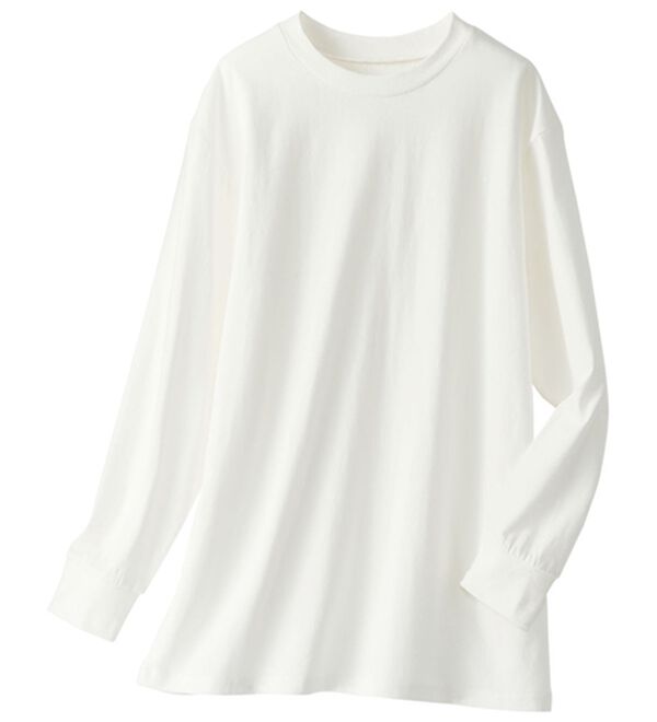 BELLUNA（ベルーナ）の「夏でも着られる強撚綿１００％長袖プルオーバー（カットソー）」｜オフ白