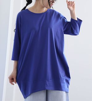 A HAPPY MARILYN（アハッピーマリリン）の「【Ｍ～８Ｌ】長袖・七分袖・半袖 コクーン シルエット チュニック（チュニック）」｜ブルー