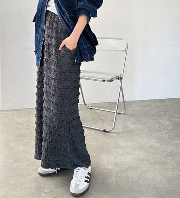 GeeRA（ジーラ）の「すっきりオシャレ見え！ジャカードレースタイトスカート（ロングスカート）」｜詳細画像