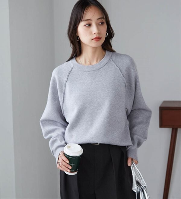 RANAN（ラナン）の「パチパチしにくい！大人のきれいめトレーナーニット（ニット・セーター）」｜杢グレー