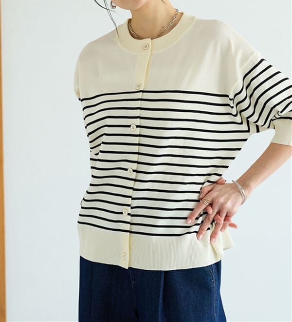 BELLUNA（ベルーナ）の「【快適Ｌａｂ．】洗える！軽い！５分袖ニットカーディガン（ニットカーディガン）」｜詳細画像