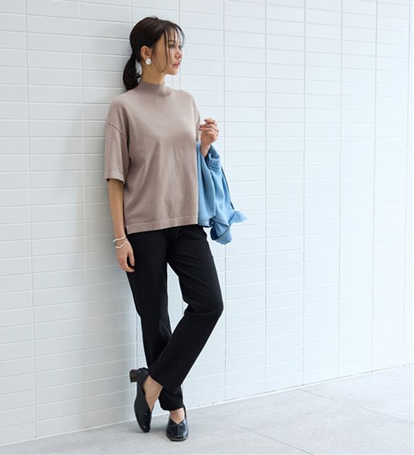 BELLUNA（ベルーナ）の「Ｔシャツが苦手な方に！ひんやり綿混ニットＴ【選べるデザイン】（ニット・セーター）」｜詳細画像