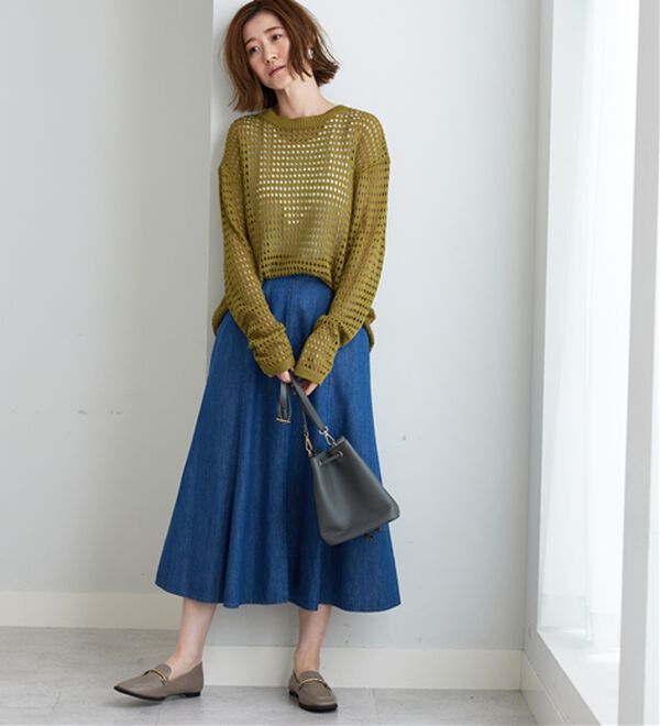 BELLUNA（ベルーナ）の「やわらかデニム素材フレアースカート（ロングスカート）」｜詳細画像