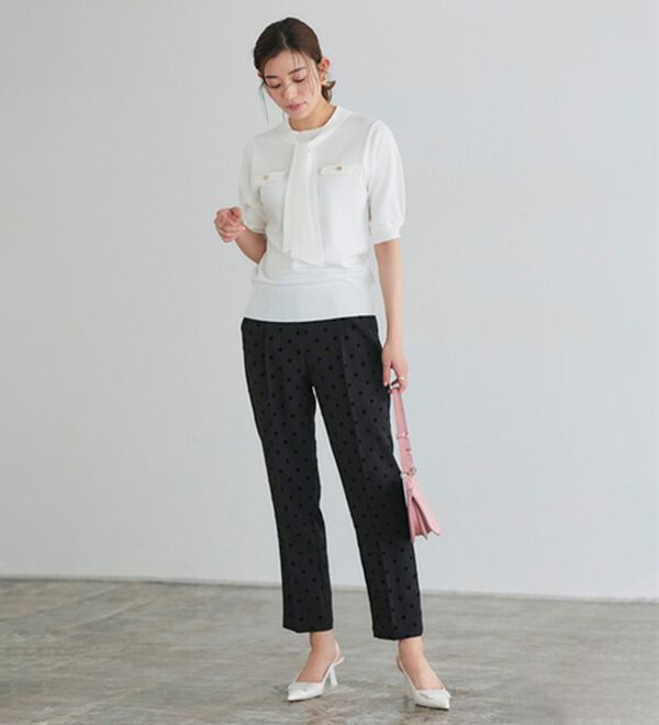 Pierrot（ピエロ）の「リネンタッチボウタイポケットニット（ニット・セーター）」｜詳細画像