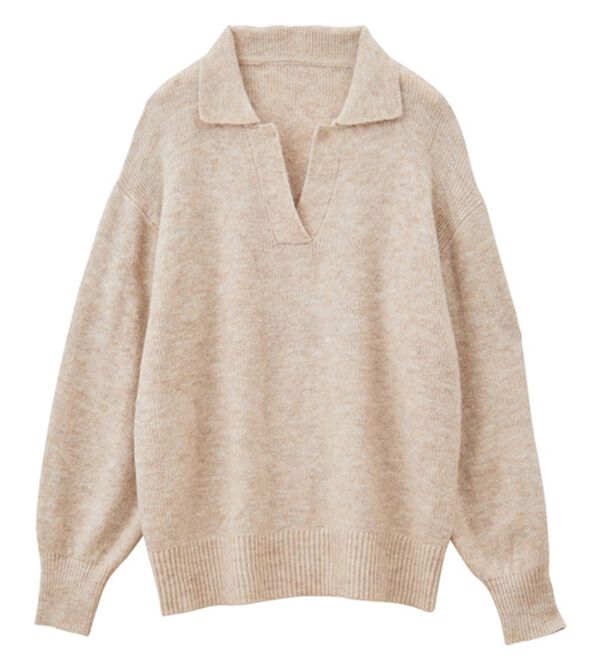 GeeRA（ジーラ）の「スキッパーポロ衿ニットトップス（ニット・セーター）」｜詳細画像