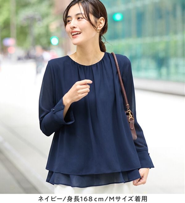 Viola e Viola（ヴィオラ エ ヴィオラ）の「裾フレア裏地付きシフォンブラウス（ブラウス）」｜詳細画像