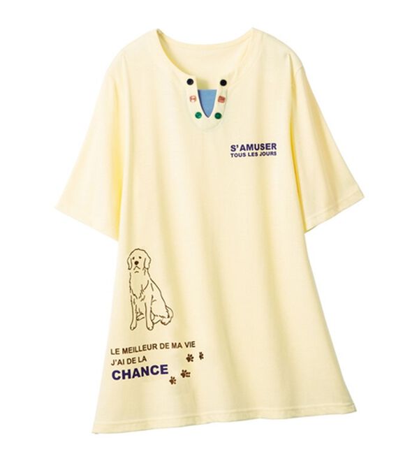 ルフラン（ルフラン）の「【３色組】ゆるっと可愛いわんわんＴシャツ（カットソー）」｜詳細画像