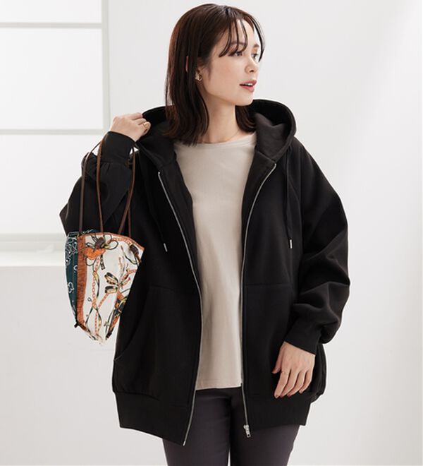 BELLUNA（ベルーナ）の「裏起毛素材ビッグシルエットジップパーカー（パーカー）」｜詳細画像