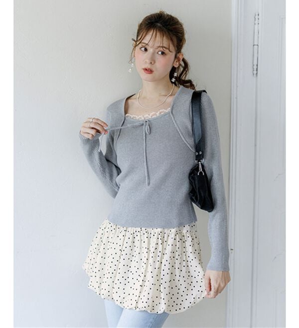 alotta（アロッタ）の「【Corie】ボレロレイヤード風ニットトップス（ニット・セーター）」｜詳細画像