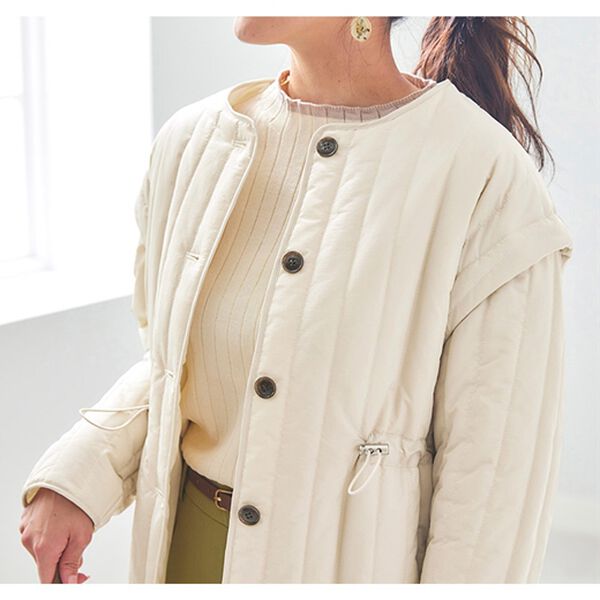 BELLUNA（ベルーナ）の「中わたストライプキルト２ＷＡＹコート（ハーフコート）」｜詳細画像