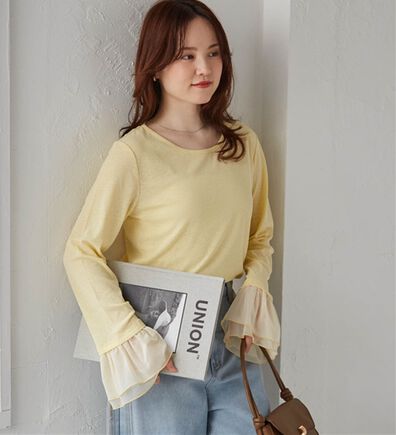 RANAN（ラナン）の「フレアーチュール袖スラブシアーＴ（カットソー）」