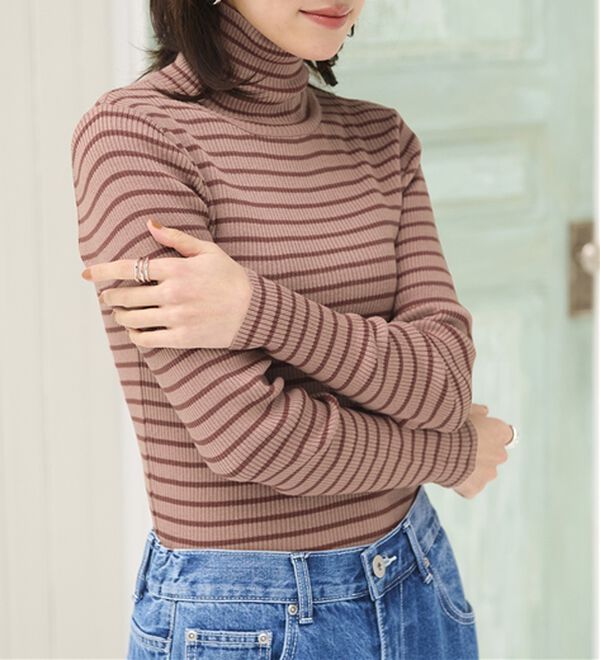 BELLUNA（ベルーナ）の「＜＆ｃｏｃｏｃｈｉ＞ハピネスコットン１００％×吸湿発熱リブタートルニット（ニット・セーター）」｜詳細画像