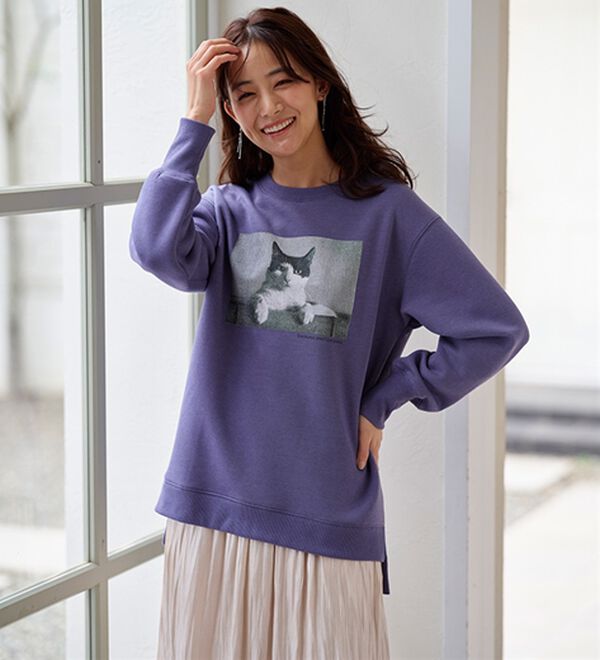 BELLUNA（ベルーナ）の「【毛玉になりにくい】あったかキレイ！大人のプリントトレーナー（トレーナー・スウェット）」｜詳細画像