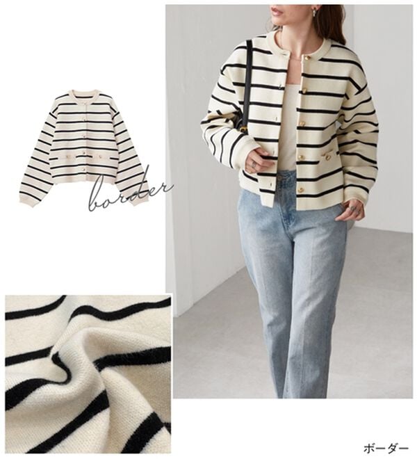 RANAN（ラナン）の「【4つの機能付き】洗える！ゴールド調ボタンニットカーディガン（ニットカーディガン）」｜詳細画像