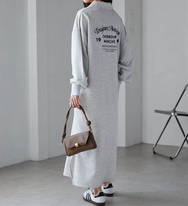 RANAN（ラナン）の「バックプリントポロ襟裏毛ワンピース（その他ワンピース）」｜詳細画像