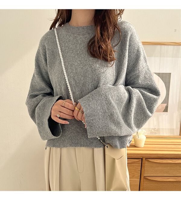 GeeRA（ジーラ）の「ふわふわ素材ワイドスリーブショートニット（ニット・セーター）」｜詳細画像