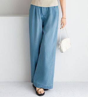 BELLUNA（ベルーナ）の「【ＭＵＤＡＺＥＲＯ】ワイドデニムイージーパンツ（ワイドパンツ・ガウチョ）」｜ライトブルー