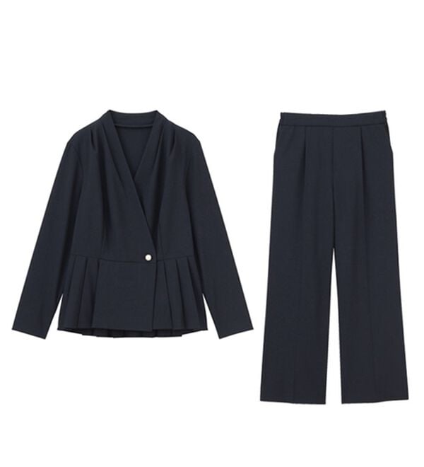 GeeRA（ジーラ）の「【２点セット】パールボタンペプラムプリーツブラウスセットアップ（その他スーツ）」｜詳細画像