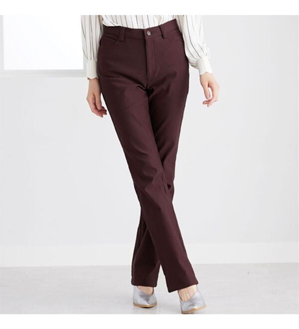 BELLUNA（ベルーナ）の「【選べる裏起毛】静電気防止！ヘリンボーンブーツカットパンツ（フルレングスパンツ）」｜詳細画像