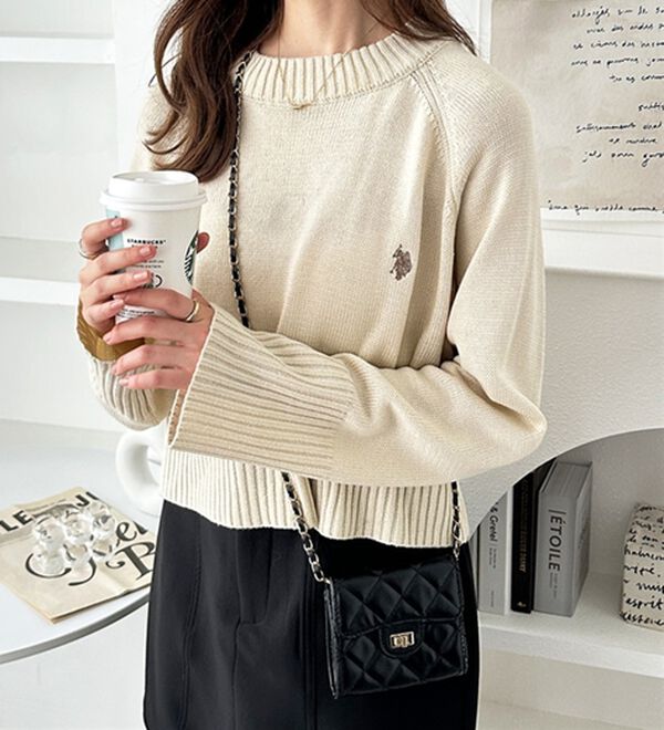 GeeRA（ジーラ）の「【ＵＳ．ＰＯＬＯ　ＡＳＳＮ】ショート丈ニット（ニット・セーター）」｜詳細画像