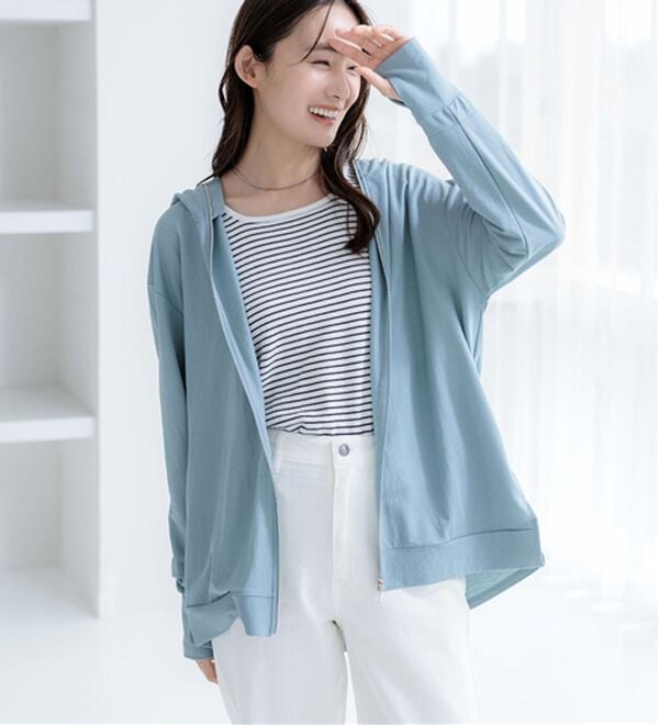 BELLUNA（ベルーナ）の「【接触冷感】絶対に焼けたくない！後プリーツＵＶパーカー（パーカー）」｜詳細画像