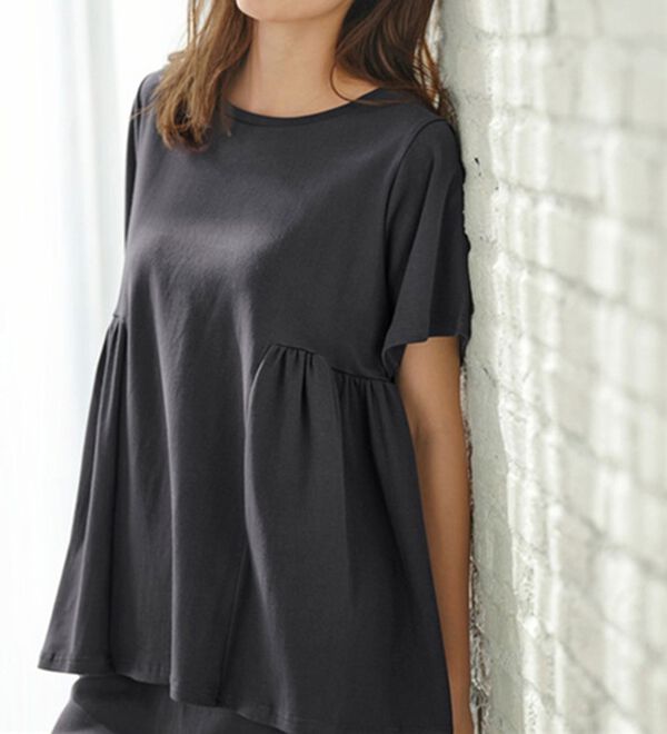 YU'NOW（ユナウ）の「【２点セット】コットン１００％シルケットスムースルームウェアセット（パジャマ・ルームウェア）」｜詳細画像