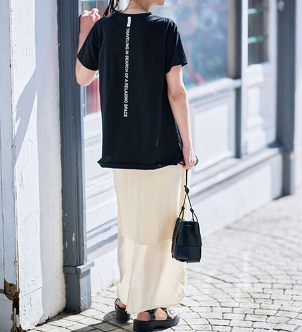 RANAN（ラナン）の「【接触冷感】ロゴプリントチュニックTシャツ（Tシャツ）」｜詳細画像