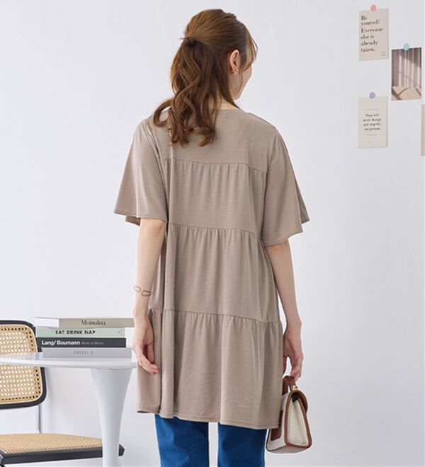 alotta（アロッタ）の「楽に可愛く！ふんわり綿混ティアードチュニック（チュニック）」｜詳細画像