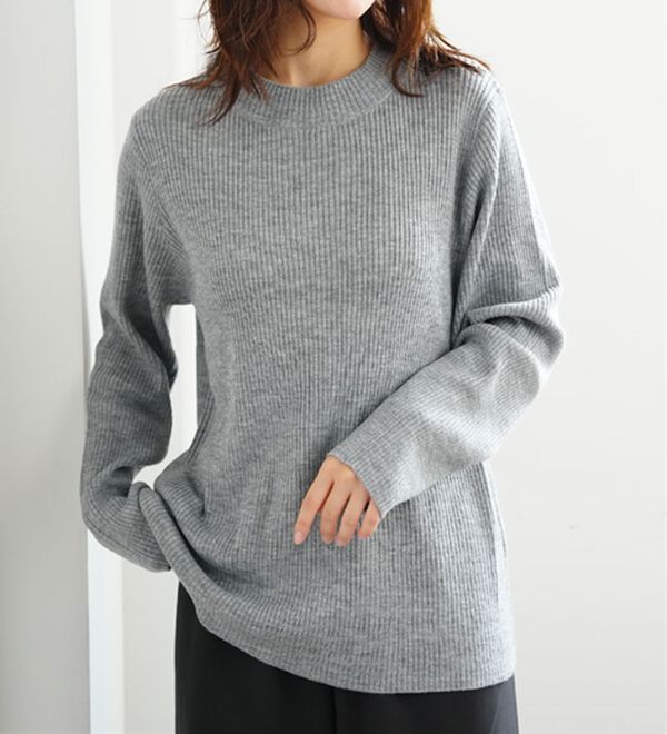 A HAPPY MARILYN（アハッピーマリリン）の「【ＬＬ～６Ｌ】Ｔシャツ感覚！カメレオン級の着回しが叶うリブニット（ニット・セーター）」｜モクグレー