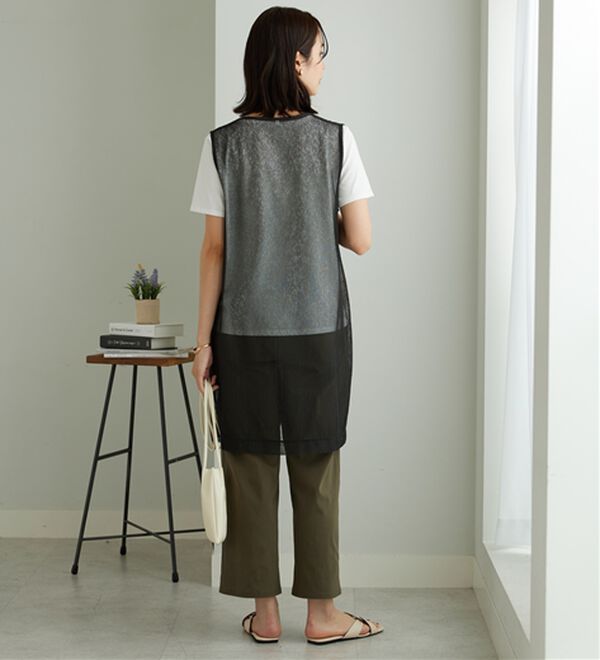 BELLUNA（ベルーナ）の「【2点セット】シアーストライプ素材ジレアンサンブル（アンサンブル）」｜詳細画像