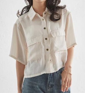 RANAN（ラナン）の「ダブルポケットショートシャツ（シャツ）」｜アイボリー