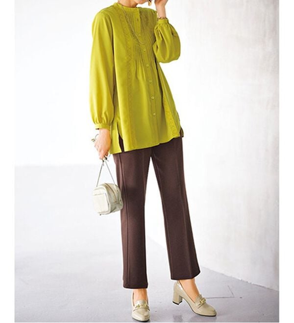 BELLUNA（ベルーナ）の「ジョーゼット素材フレアーパンツ（フルレングスパンツ）」｜詳細画像