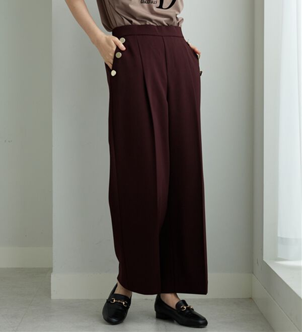 BELLUNA（ベルーナ）の「メランジストレッチ素材ワイドパンツ（ワイドパンツ・ガウチョ）」｜詳細画像