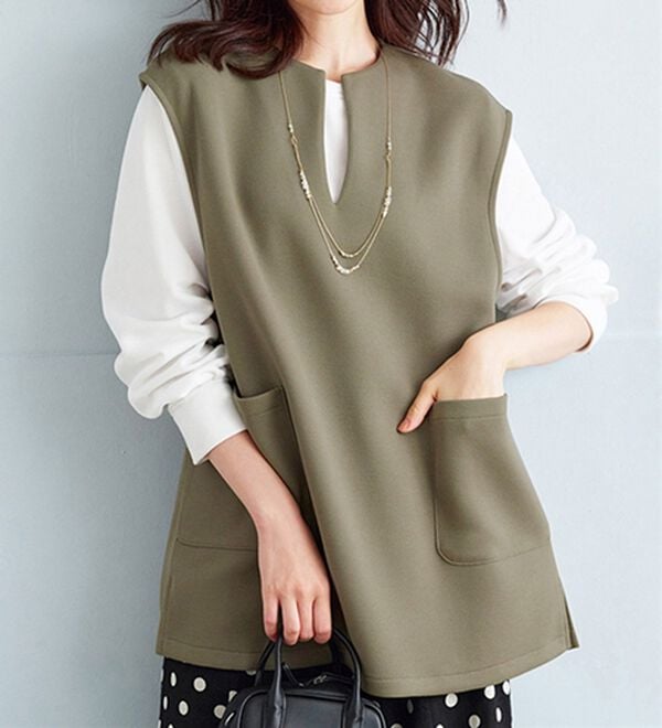 BELLUNA（ベルーナ）の「【2点セット】静電気防止インナー付ベストアンサンブル（アンサンブル）」｜詳細画像