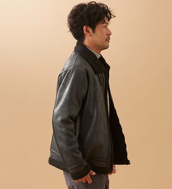 「裏ボアレザー調ジャケット（メンズジャケット）」｜詳細画像