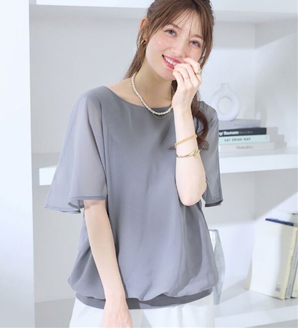 alotta（アロッタ）の「インナー付きドルマンブラウス（ブラウス）」｜ラベンダーブルー