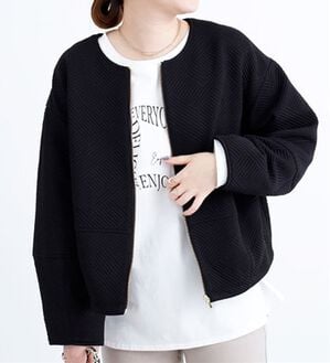 BELLUNA（ベルーナ）の「幾何柄ジャガード素材ブルゾンジャケット（ブルゾン）」｜黒