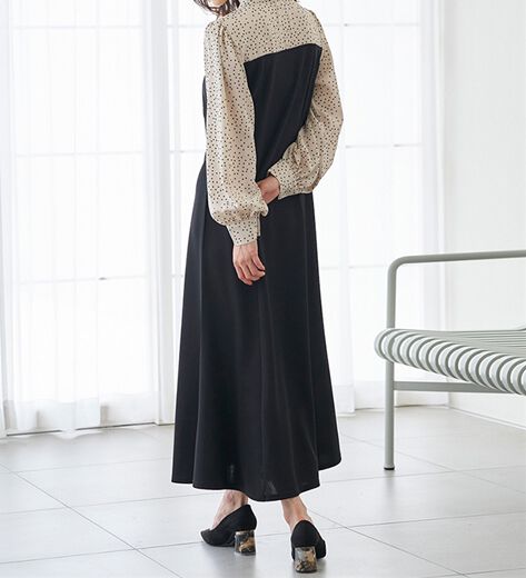 ボウタイドッキングワンピース apres jour（アプレジュール）の「ボウタイドッキングワンピース