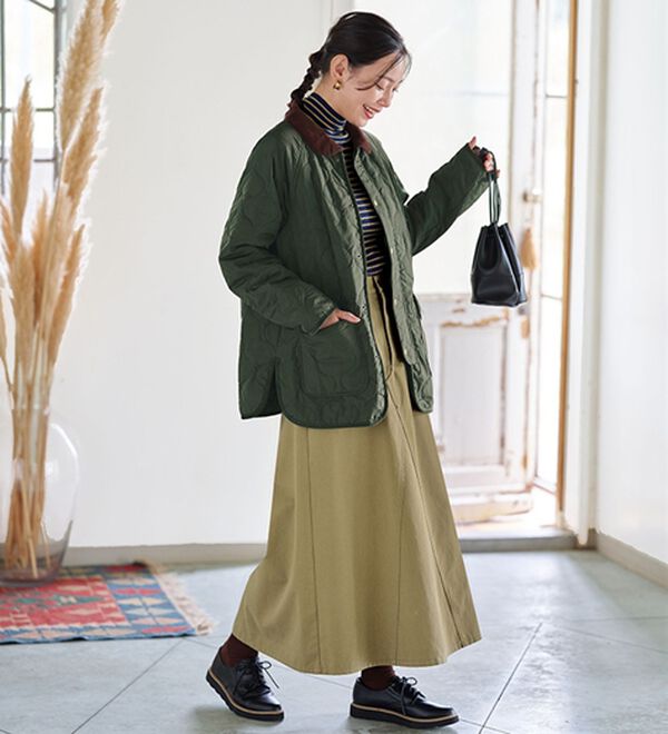 BELLUNA（ベルーナ）の「＜＆ｃｏｃｏｃｈｉ＞綿混チノ素材フレアスカート（ロングスカート）」｜詳細画像