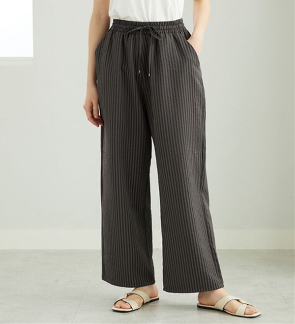 BELLUNA（ベルーナ）の「速乾！サッカー素材ドロストワイドパンツ（ワイドパンツ・ガウチョ）」｜詳細画像