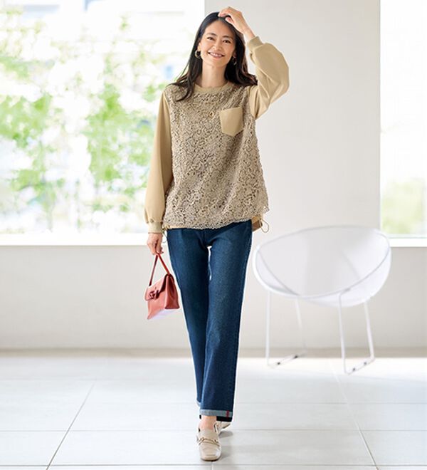 BELLUNA（ベルーナ）の「オーバーレースポケット付トレーナー（カットソー）」｜詳細画像