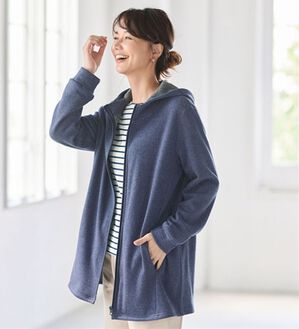 BELLUNA（ベルーナ）の「まるで着る毛布！静電防止付裏ファーブルゾン（その他カーディガン）」｜杢ネイビー