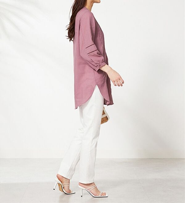 BELLUNA（ベルーナ）の「機能付リネン混ピンタック使いシャツチュニック（チュニック）」｜詳細画像