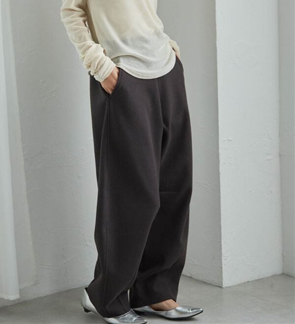 RANAN（ラナン）の「フェイクウールバレルレッグカーブパンツ（フルレングスパンツ）」｜詳細画像