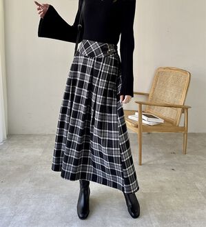 合皮ベルト付きチェックスカート - ベルーナ【公式】 